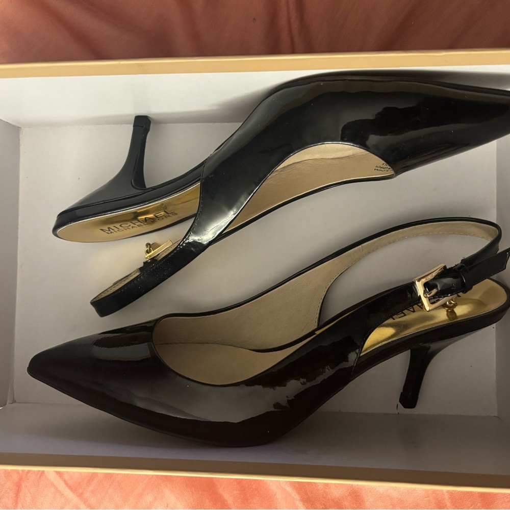 Michael Kors Black Patent Slingback Heels - Picture 5 of 8